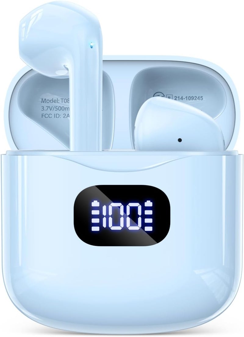 KTGEE Wireless Earbuds Bluetooth 5.3 Headphones, 40Hrs Playback Stereo Ear Buds with LED Display Charging Case IPX7 Waterproof in-Ear Earphones with Mic for Phone Tablet Laptop Sports, Blue - Image 1